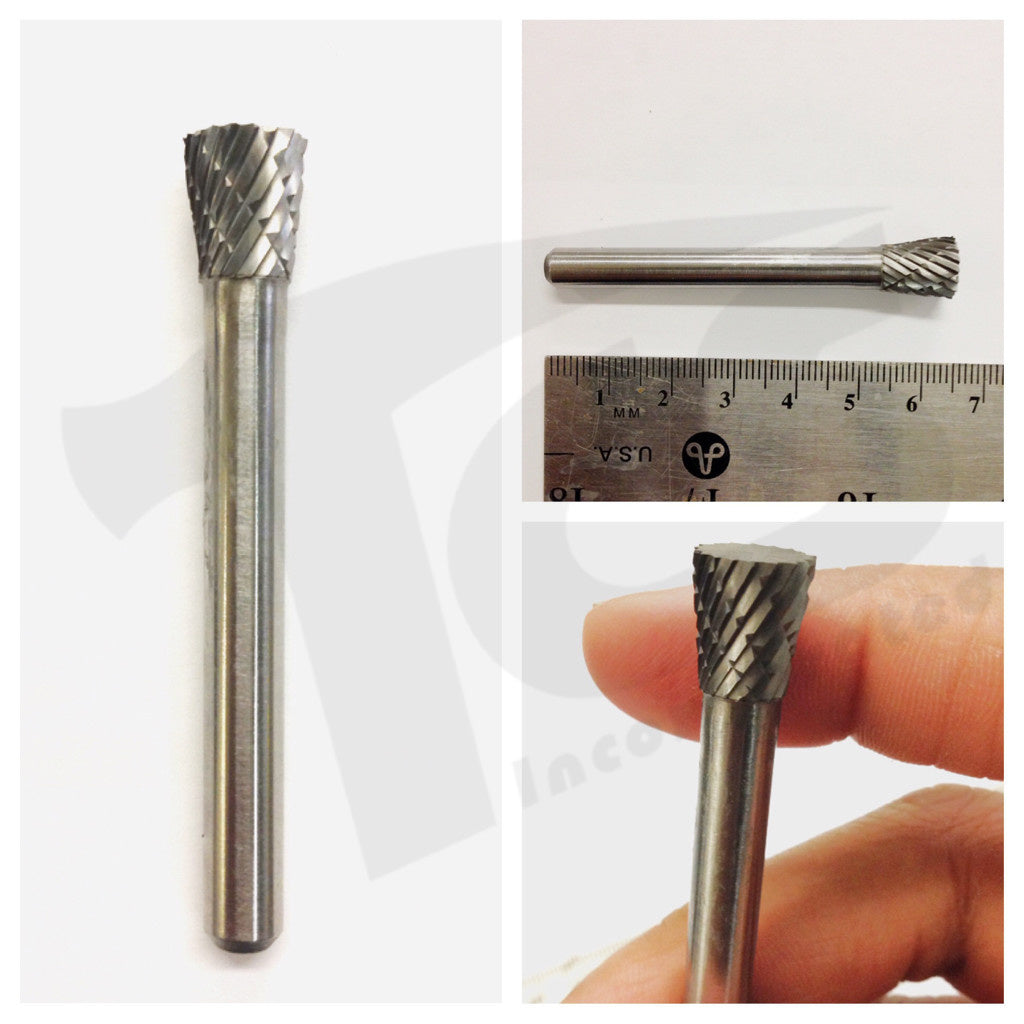 Rebabas de carburo de cono invertido