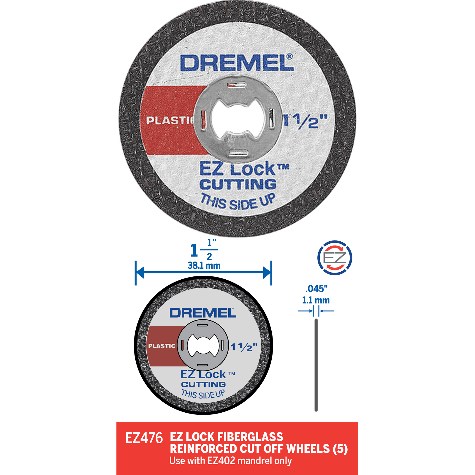 12-Pack Dremel EZ Lock EZ456 1-1/2 Inch Cut-Off Wheels For Metal - Rotary Tool Accessories