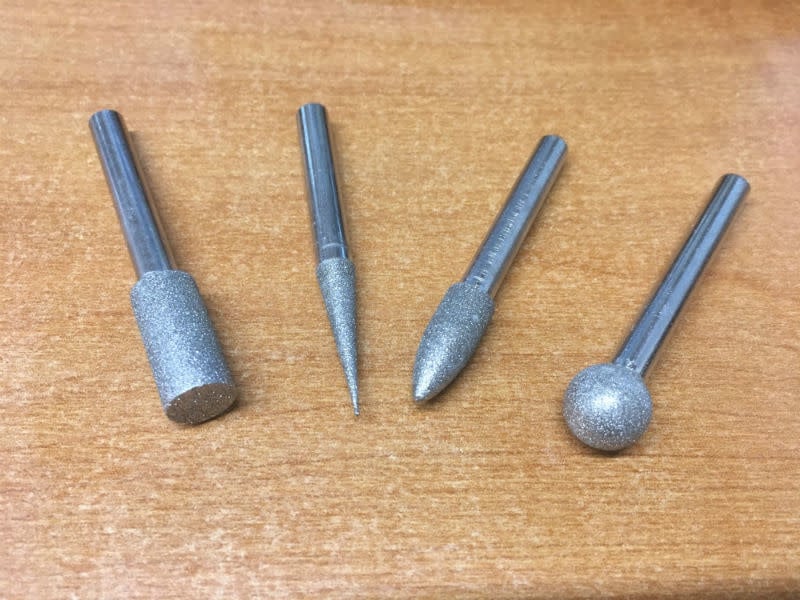 Juego de fresas de diamante de 4 piezas, vástago de 1/4, grano fino