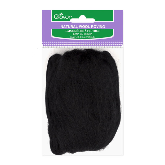 Natural Wool Roving Black 20g