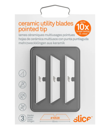 Ceramic Utility Knife Blades (Pointed Tip) 3 Pack