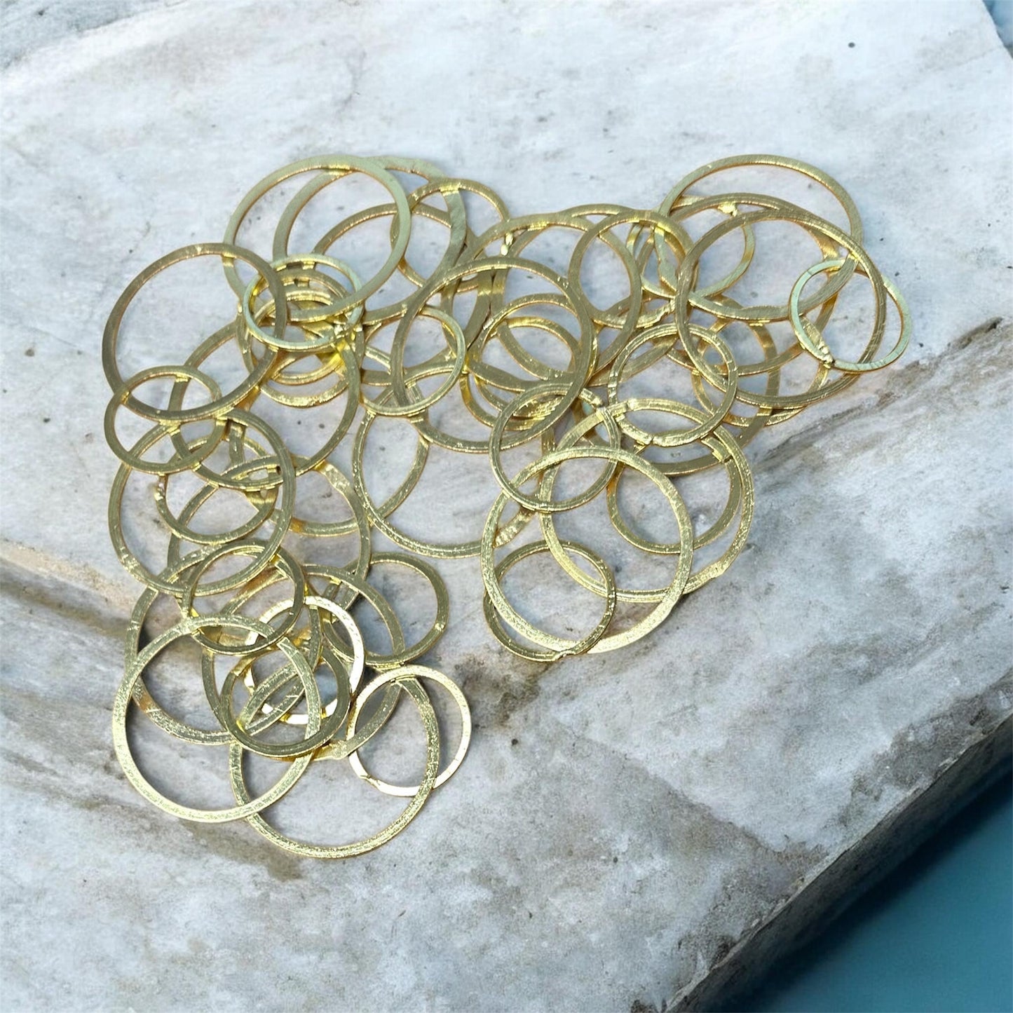 Gold Plated Brass Ring Chain ~36"