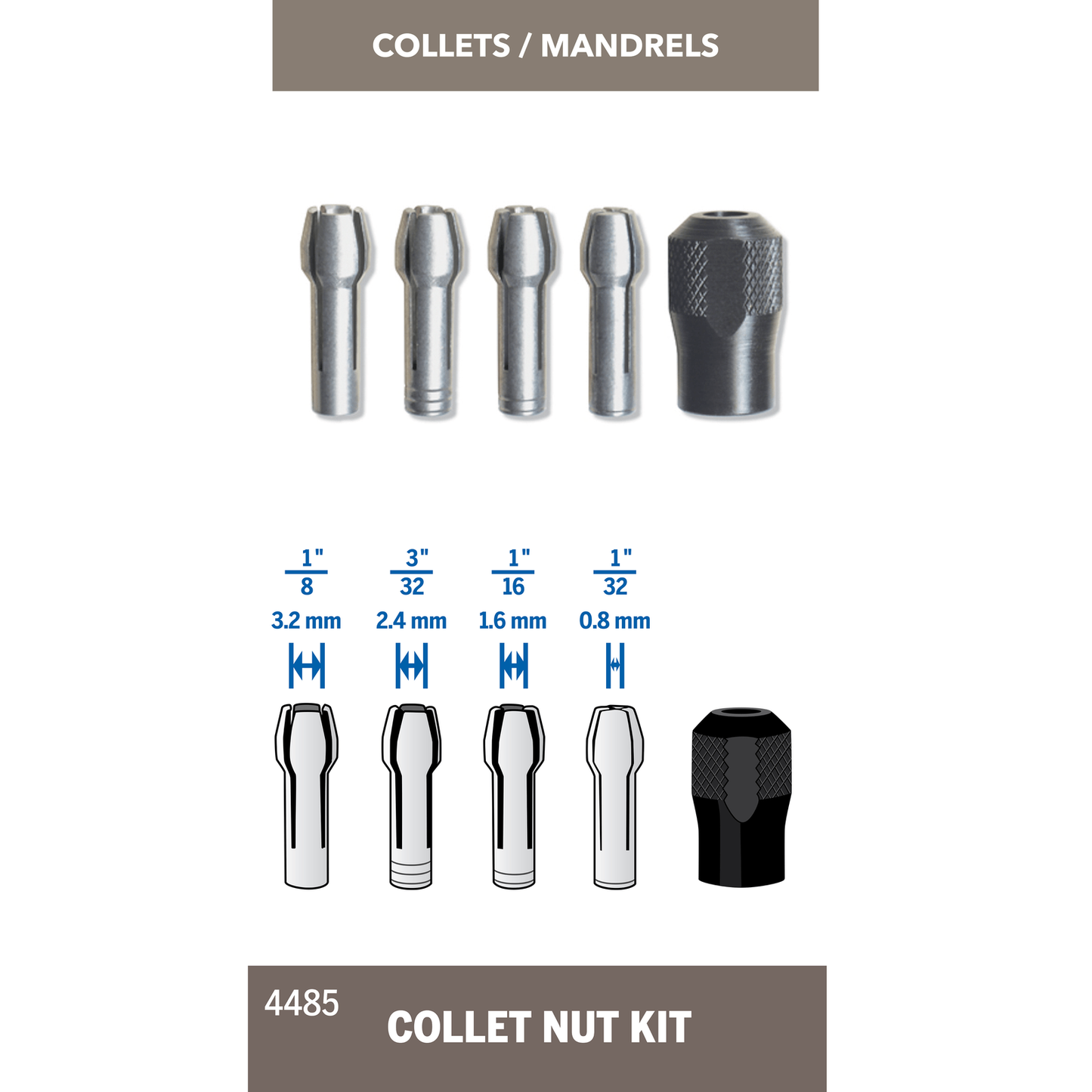 Kit de tuercas de pinza Dremel n.º 4485