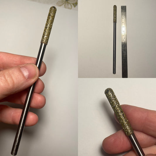 Diamond Burr #05 Pencil 3/8" 10mm -150mm Long 1/4" Shaft #5