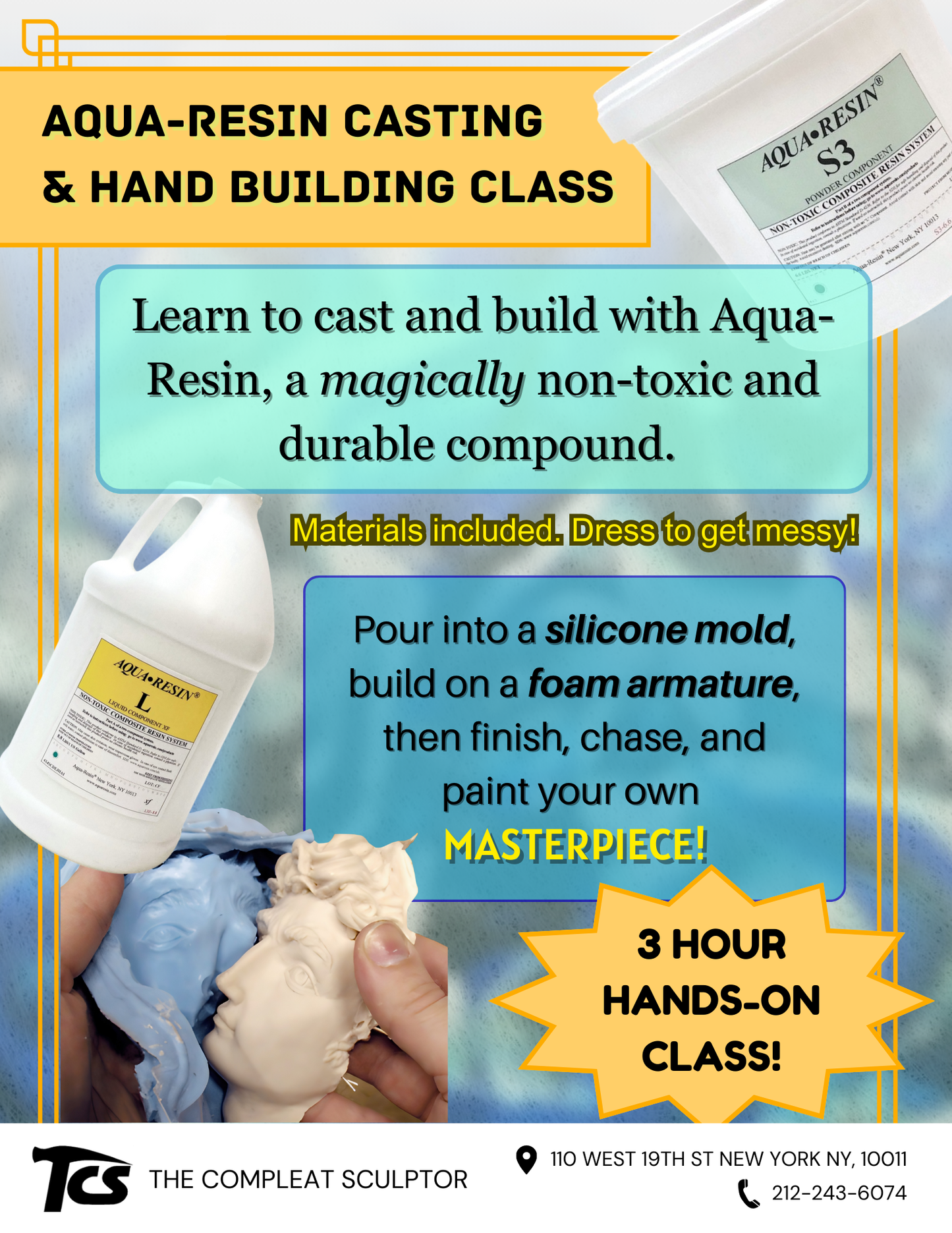 250213 Aqua-Resin Casting & Hand Building Class February 13 5-8pm