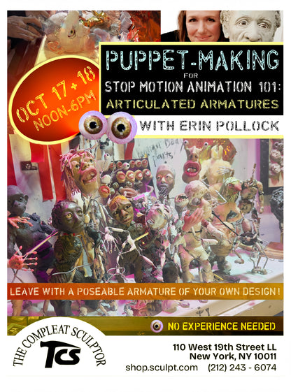 261017 Puppet-Making for Stop Motion Animation 101: Articulated Armatures October 17-18, 2026