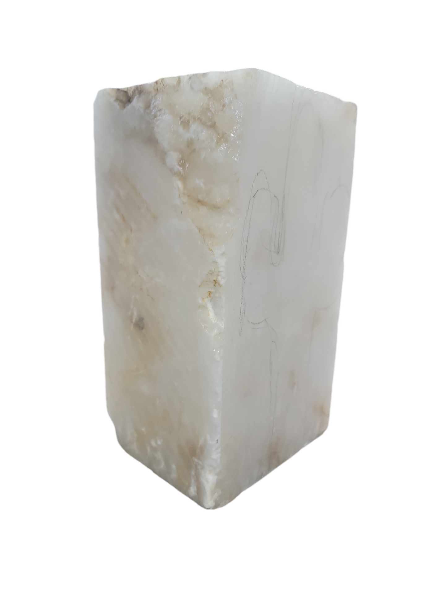 Mario's Italian White Translucent Alabaster Cut Block 45lb 13x7x6 1023