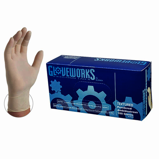 Latex Ivory Industrial Powdered Gloves Large Box