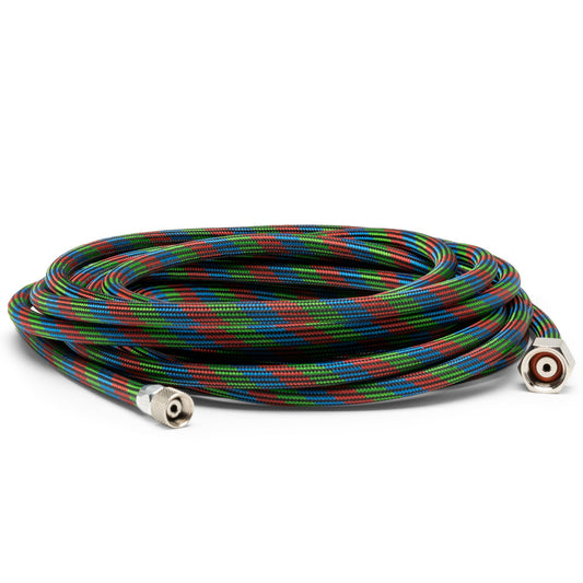 20' Braided Nylon Covered Airbrush Hose with Iwata Airbrush Fitting & 1/4" Compressor Fitting