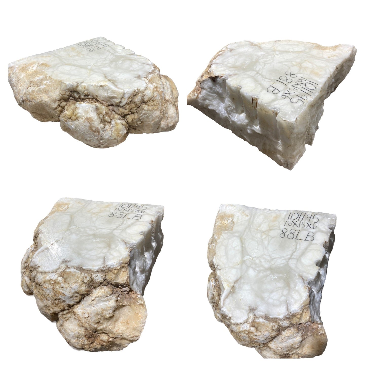 88lb Mario's White Translucent Alabaster 16x15x6 #101195