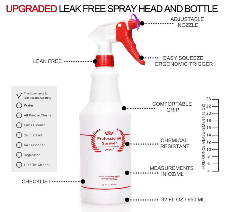Botella de spray de plástico resistente a productos químicos