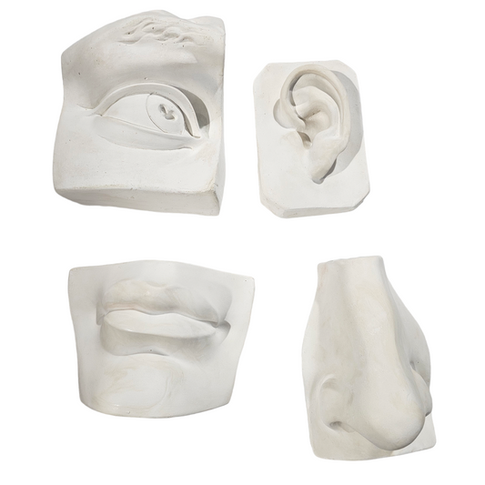 David Plaster Facial Features Set of Four White