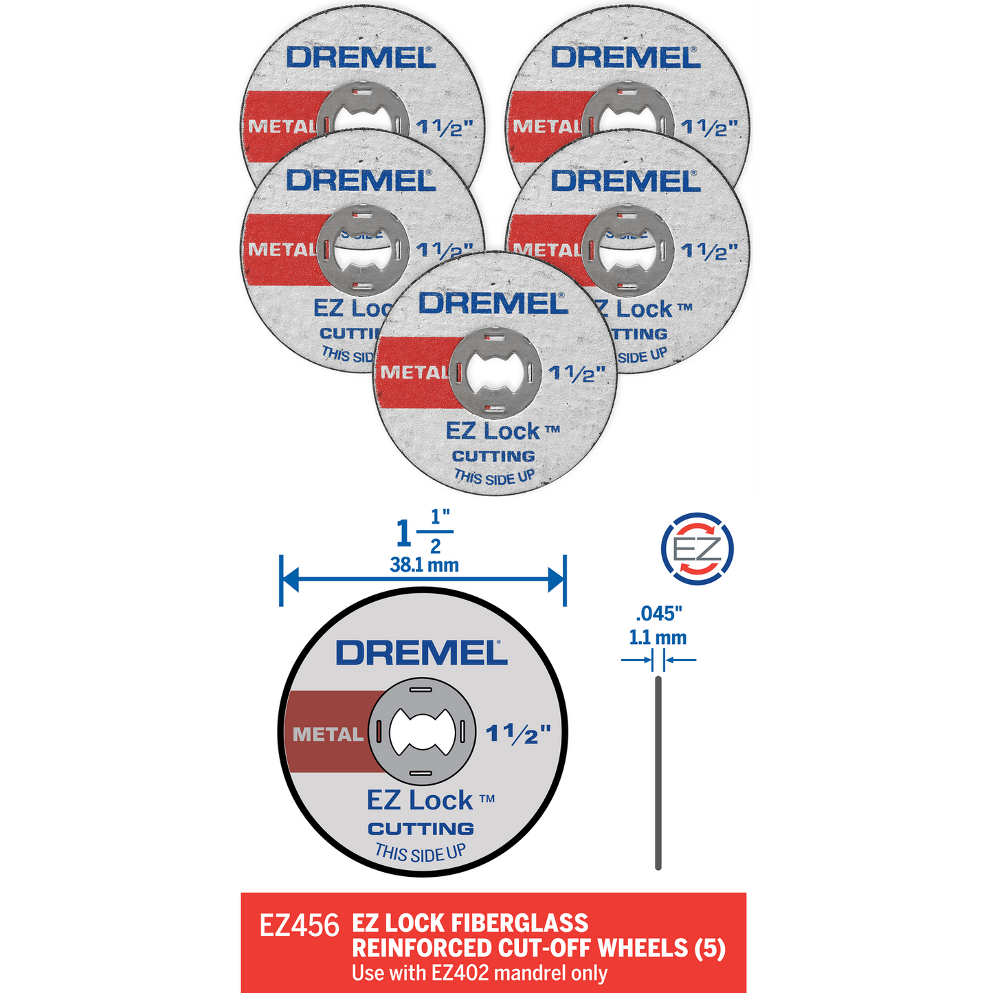 EZ Lock™ 1-1/2" Cut-off Wheels (5 Pack) #EZ456