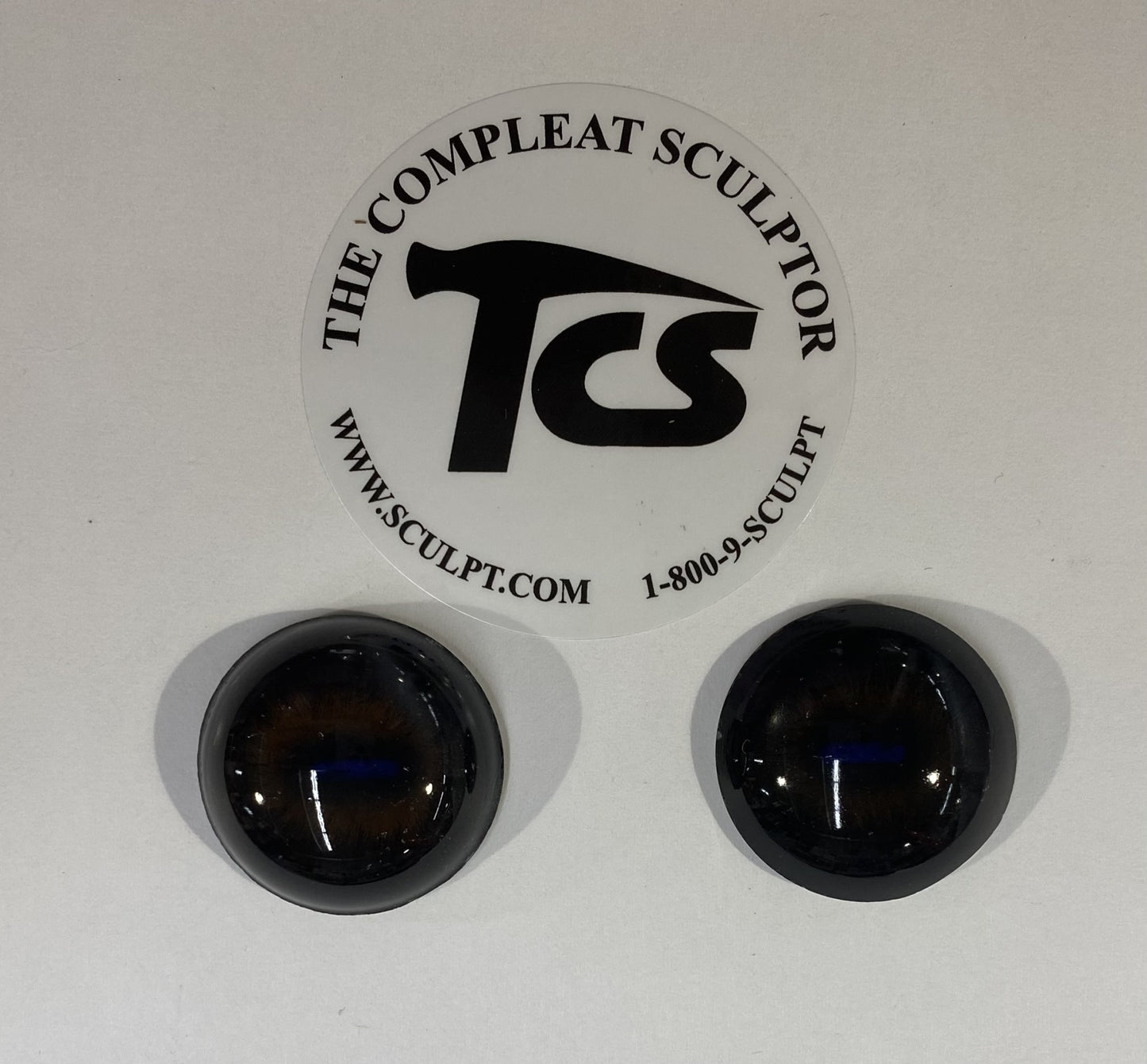 Vintage Glass Eyes Dark Brown (Glow-Blue Pupil) 1"x1/3" (Pair)