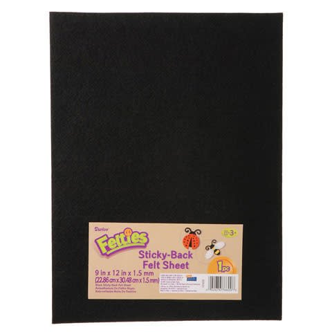 Sticky Black Felt Sheet 9x12