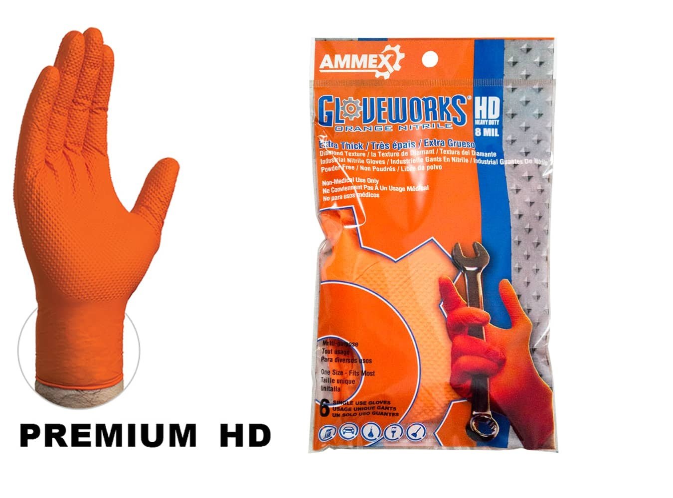 Gloveworks® Industrial Nitrile Gloves with Raised Diamond Texture
