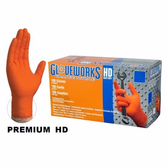 Guantes industriales de nitrilo Gloveworks® con textura de diamante en relieve