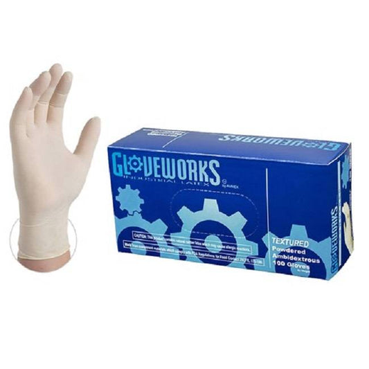 Latex Ivory Industrial Powdered Gloves Box