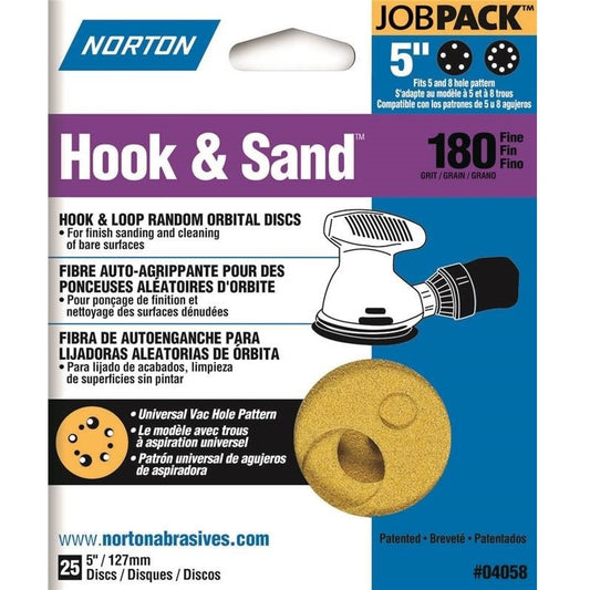 Hook and Sand 180 grit 5"x 5 and 8 25 pack