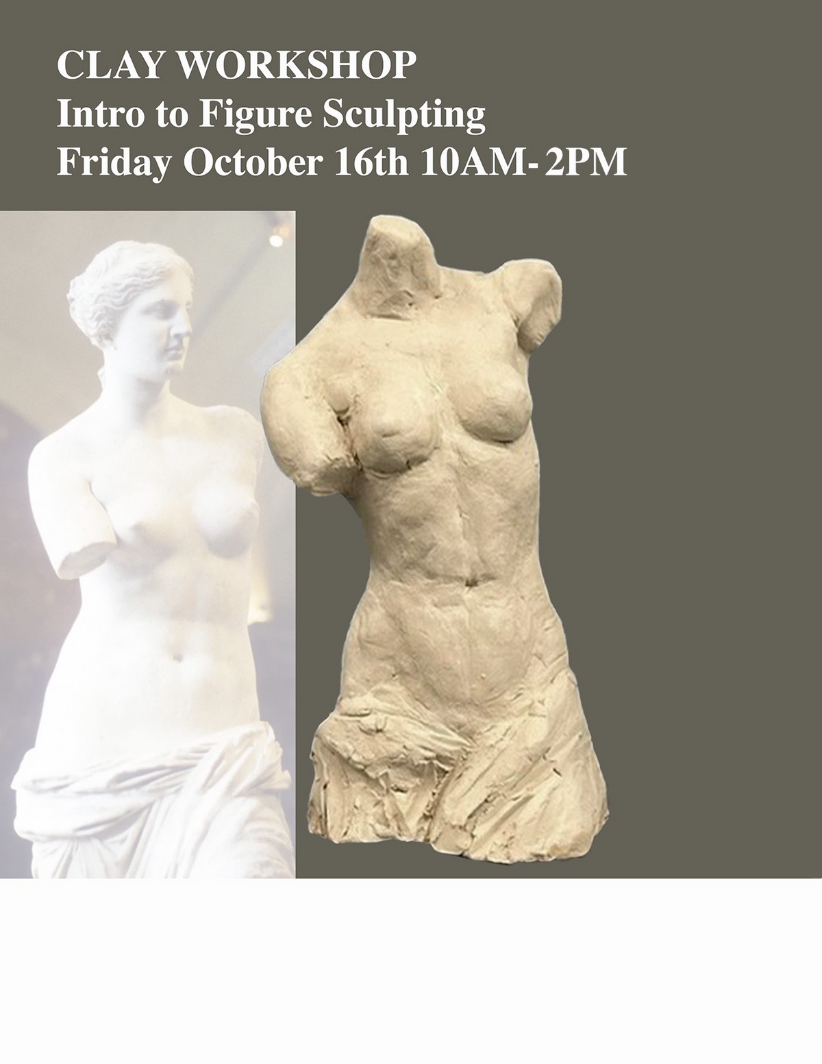 261016 Four-Hour Clay: Intro to Figure Sculpting (Female Torso)