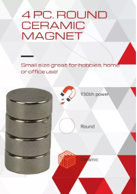 Round Smooth Ceramic Magnets 1/2in (4pc)