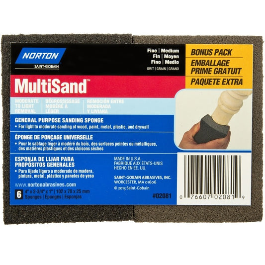 Multisand Sanding Sponge Fine/Medium 6pk