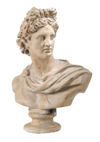 Busto masculino griego de yeso / resina 31"