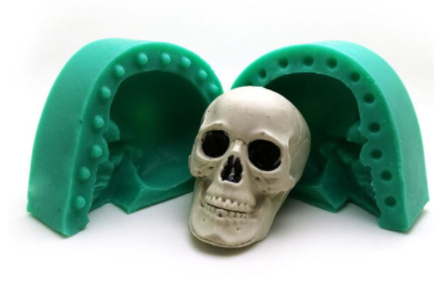 Skull (2 part) Green Silicone Mold