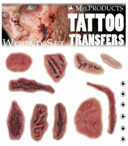 Conjunto de heridas de transferencias de tatuajes