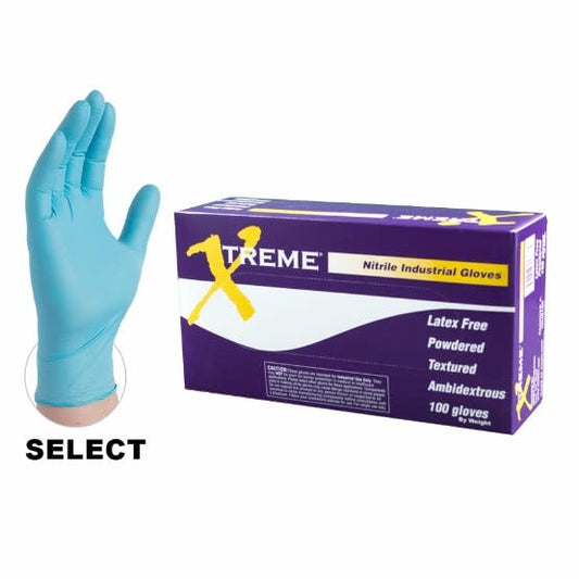 Nitrile Gloves Blue Industrial Powdered Large Box